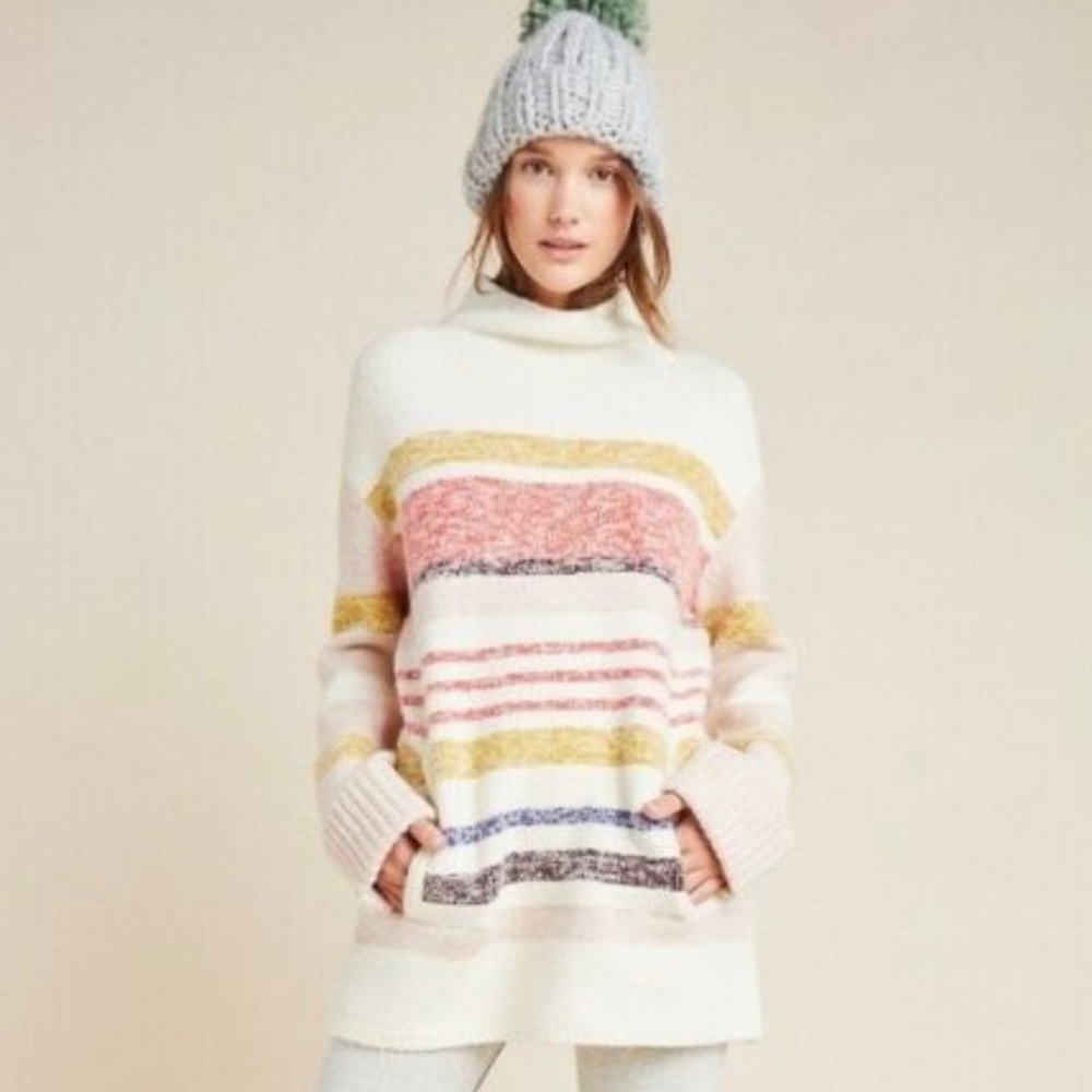 Anthropologie Elana Tunic Jumper Sweater Size Large Striped